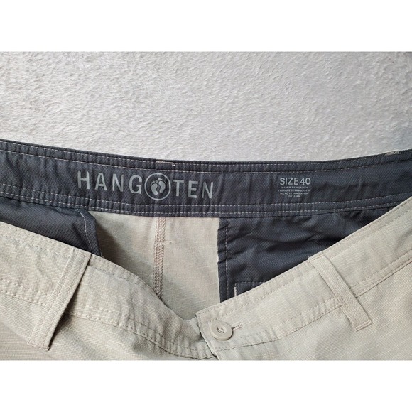 Hang Ten Board Shorts‎ Mens Size 40 Tan Polyester Slash Pockets Logo Medium Wash - Picture 9 of 10